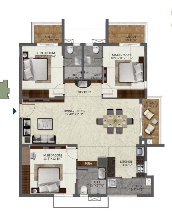 3 BHK FLAT FOR RENT – HALLMARK PINNACLE